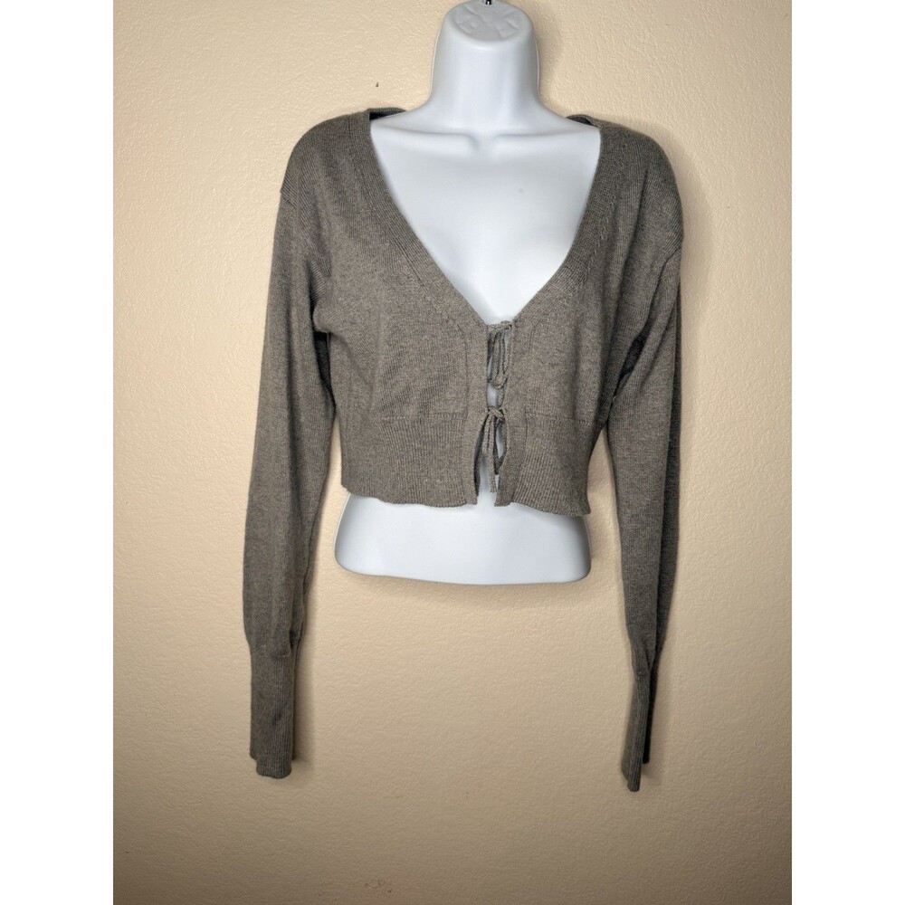Gray Tie Front Cropped Cardigan Florence by Mills Balletcore Coquette Sz XL